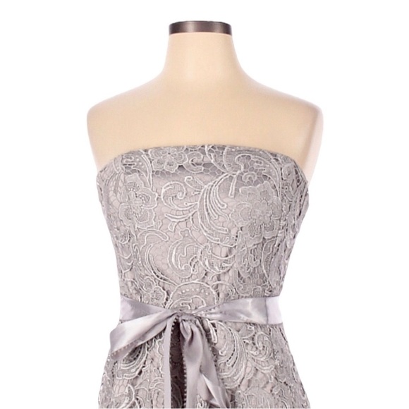 Adrianna Papell Evening Lace Gray Strapless Mini Dress Size 10 - Picture 3 of 10